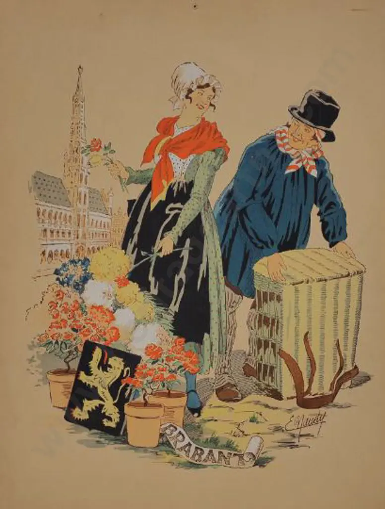 MAUDY, E. (Active 1930s-40s) - Man & Woman in National Dress - Brabant Image 1++