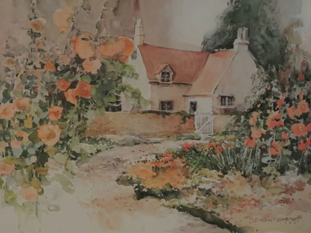 DARTON, Dalina (Active 1980s) - Country Cottage & Flowers - 1986 Image 1++