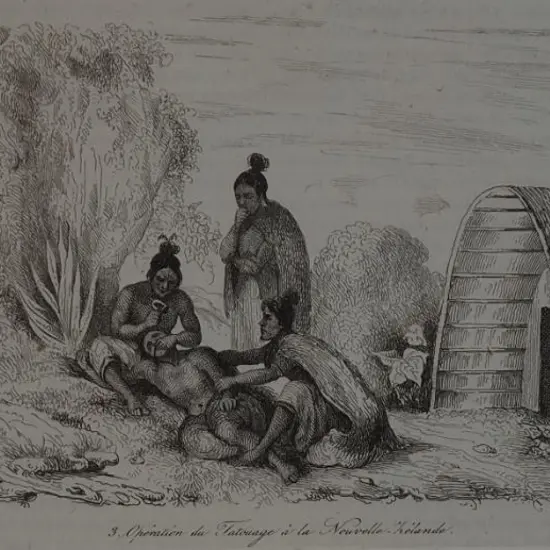 SAINSON, Louis de (1800-1874) - Operation du Tatouage a la Nouvelle Zealand (Tatooing in New Zealand)