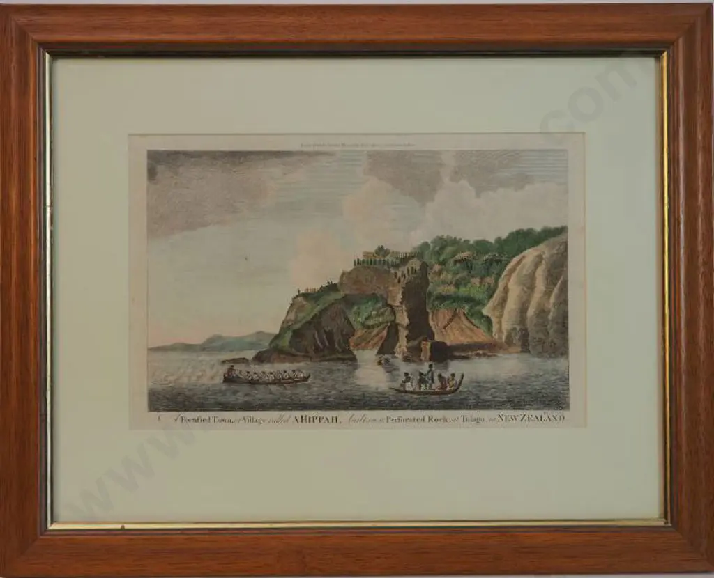 PARKINSON, Sydney (1745-1771) - A Fortified Town (or Village) called a Hippah in Tolaga (1769) - Cook's Voyages Image 1++