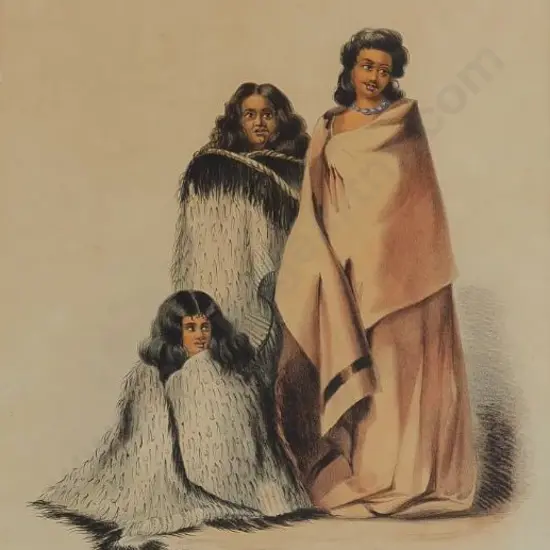 ANGAS, George French (1822-1886) - E. Rua, E. Pari and E. Hoki, Women of Ngatitoa Tribe, Cook's Straits