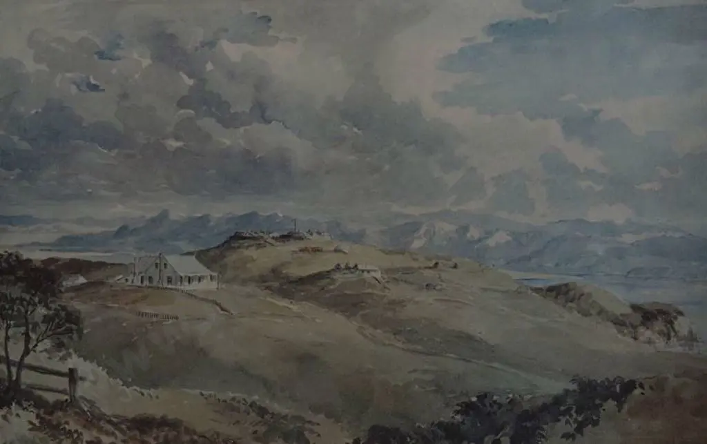 BARRAUD, Charles Decimus (1822-1897) - The Barracks on Bluff Hill, Napier, 1866 Image 1++