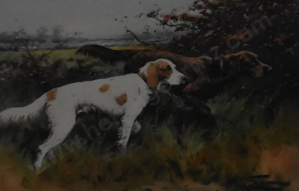 WRIGHT, George (1860-1944) - The First of September - Hunting Season - Two dogs Image 1++