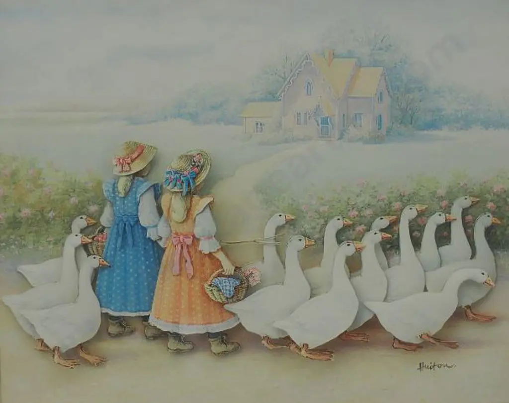 HUTTON - Children with Geese Image 1++