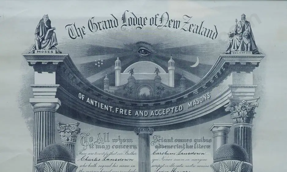 UNKNOWN Artist - Freemasons - Certificate of Induction for Charles Lansdowne, 1941 Image 1++