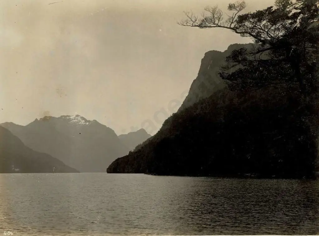 NZ GOVT PUBLICITY (Early 20th Cent.) - Entrance to Milford Sound, c.1910 Image 1++
