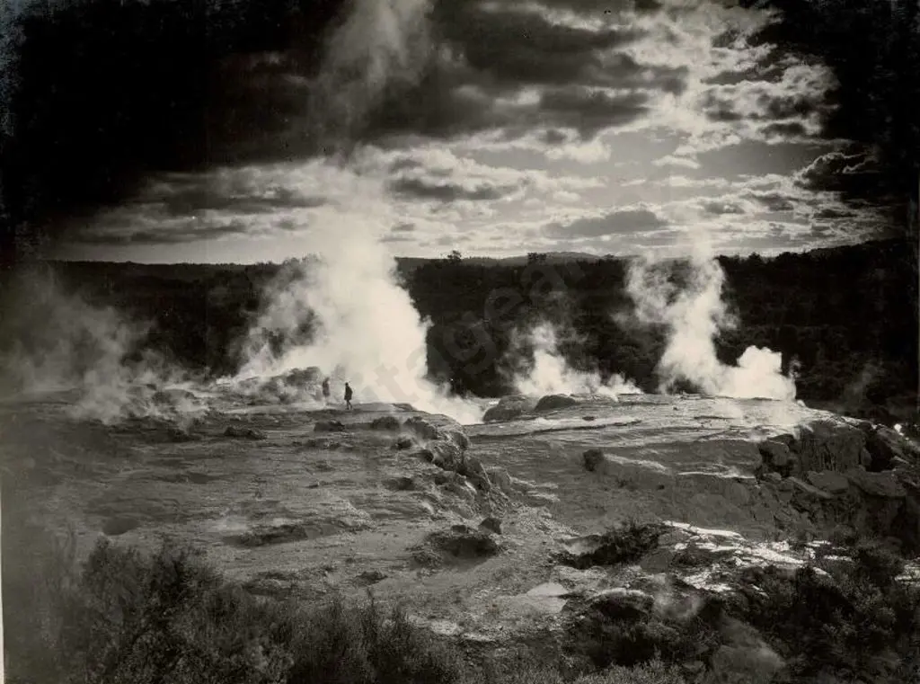 NZ GOVT PUBLICITY (Early 20th Cent.) - Steaming Pools, Rotorua Area, c.1910 Image 1++