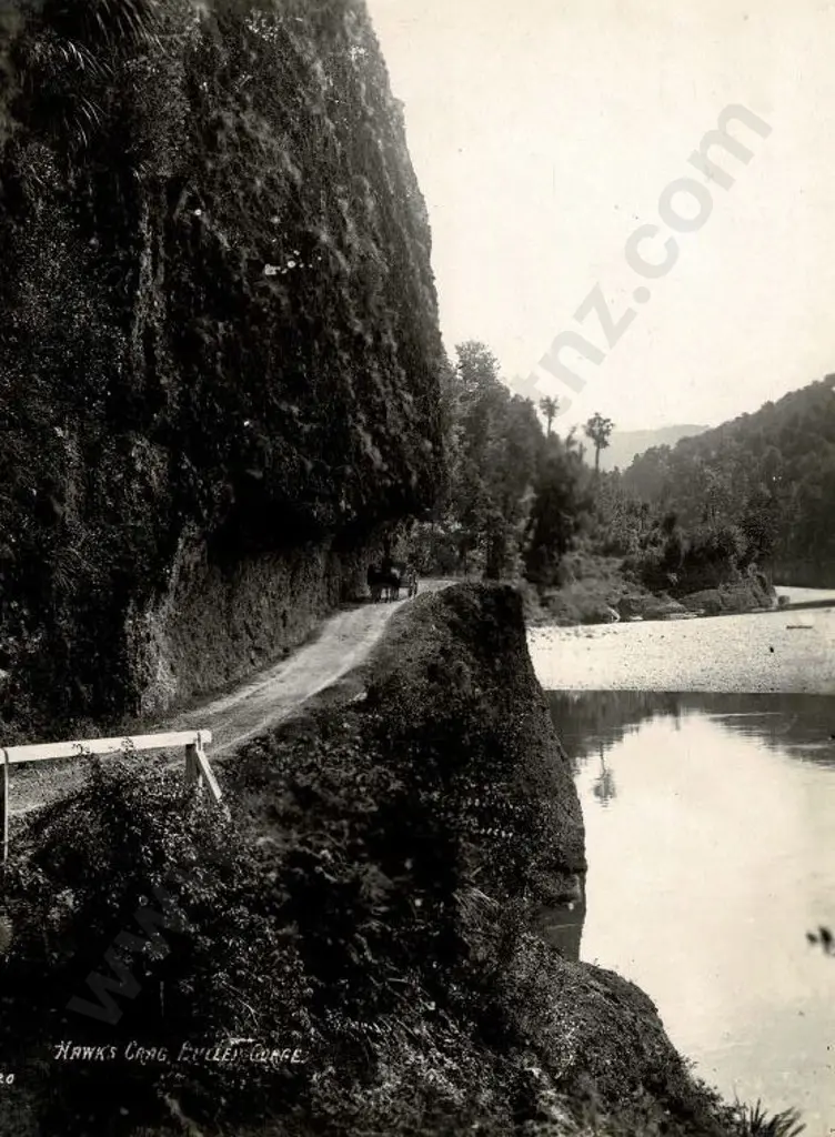 NZ GOVT PUBLICITY (Early 20th Cent.) - Hawk's Crag, Buller Gorge, c.1910 Image 1++