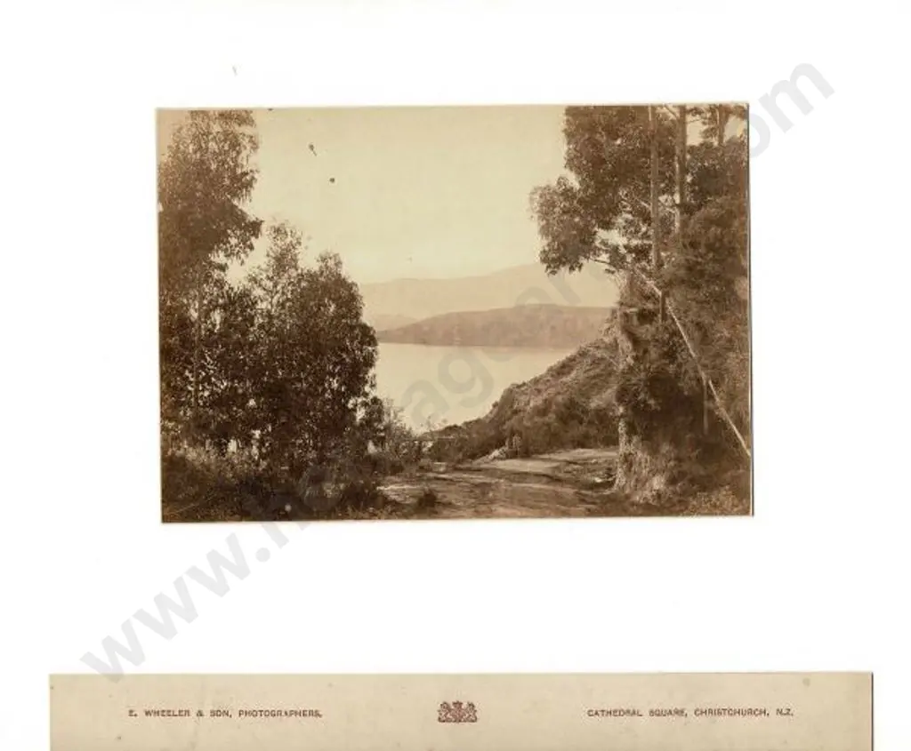 WHEELER, E. & SON - Christchurch (1864-1914) - Lake Scene with Two Travellers, c. 1880 Image 1++
