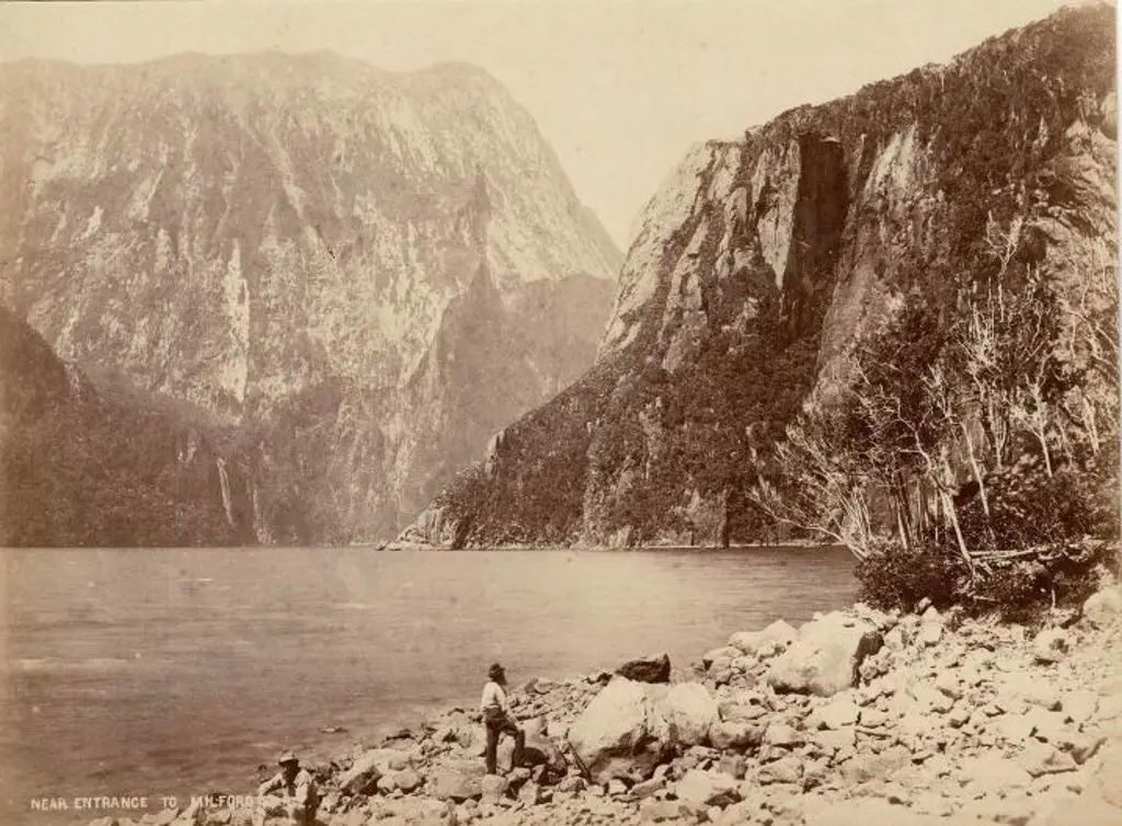 BURTON BROS - Dunedin (1870s-1890s) - Near Entrance to Milford Sound, c. 1880 Image 1++