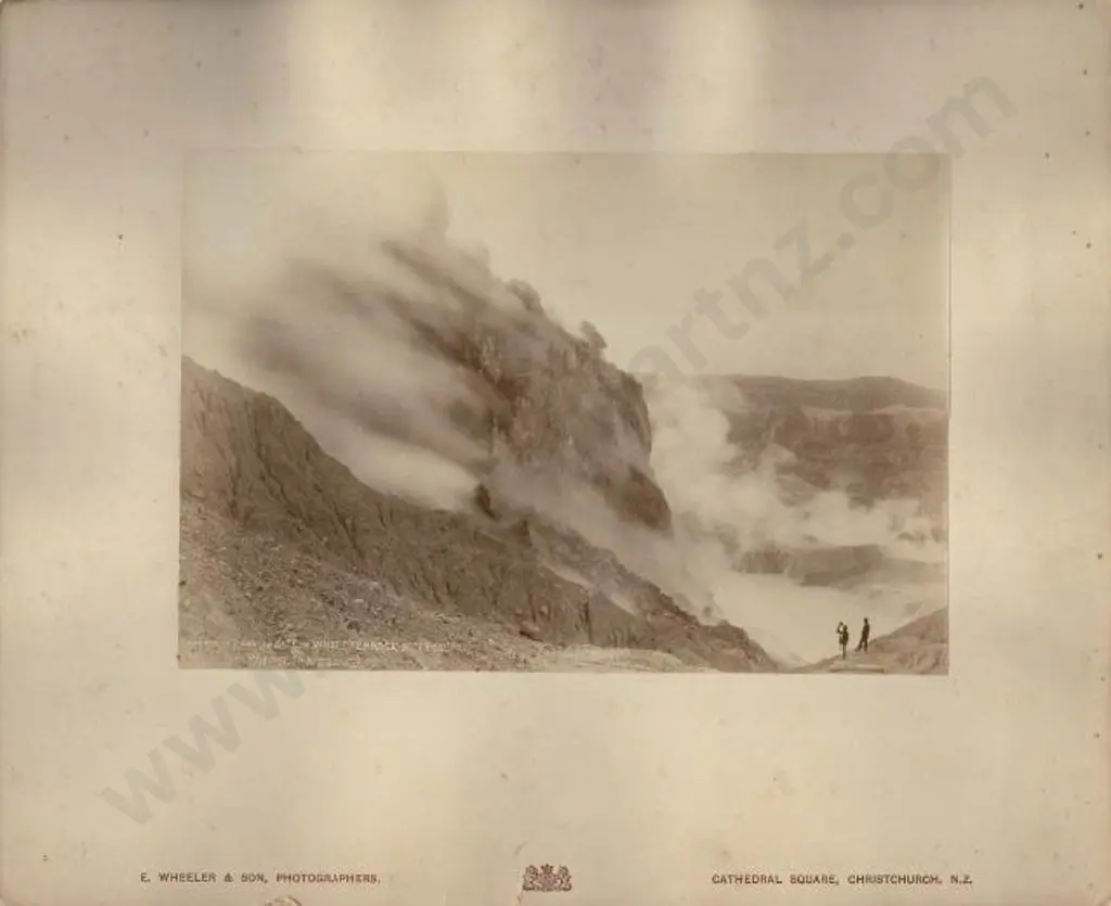 WHEELER, E. & SON - Christchurch (1864-1914) - Looking Down on the Site of White Terrace After the Eruption Image 1++