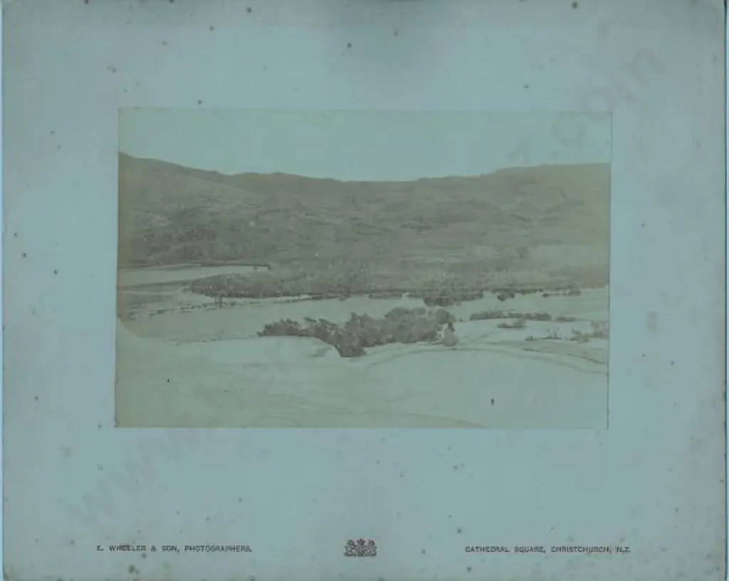 WHEELER, E. & SON - Christchurch (1864-1914) - Country landscape, Lake and Sitting Person (Maori?), c.1880 Image 1++