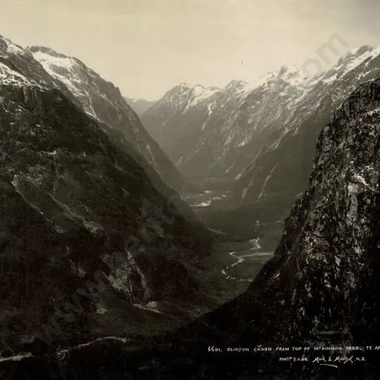 MUIR & MOODIE - Dunedin (1898-1916) - Clinton Canon from the Top of McKinnon Pass, 1908