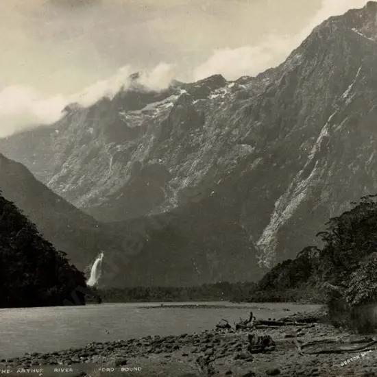 BURTON BROS - Dunedin (1870s-1890s) - On the Arthur River, Milford Sound, c.1897