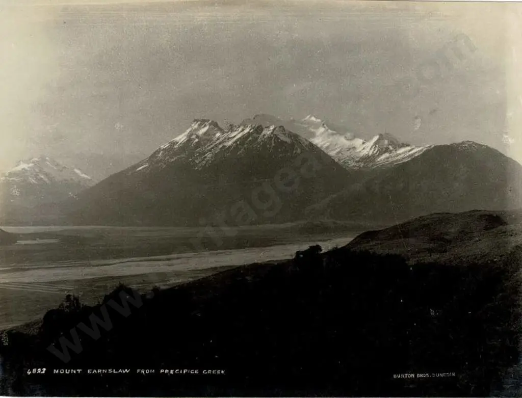BURTON BROS - Dunedin (1870s-1890s) - Mount Earnslaw from Precipice Creek, c.1897 Image 1++