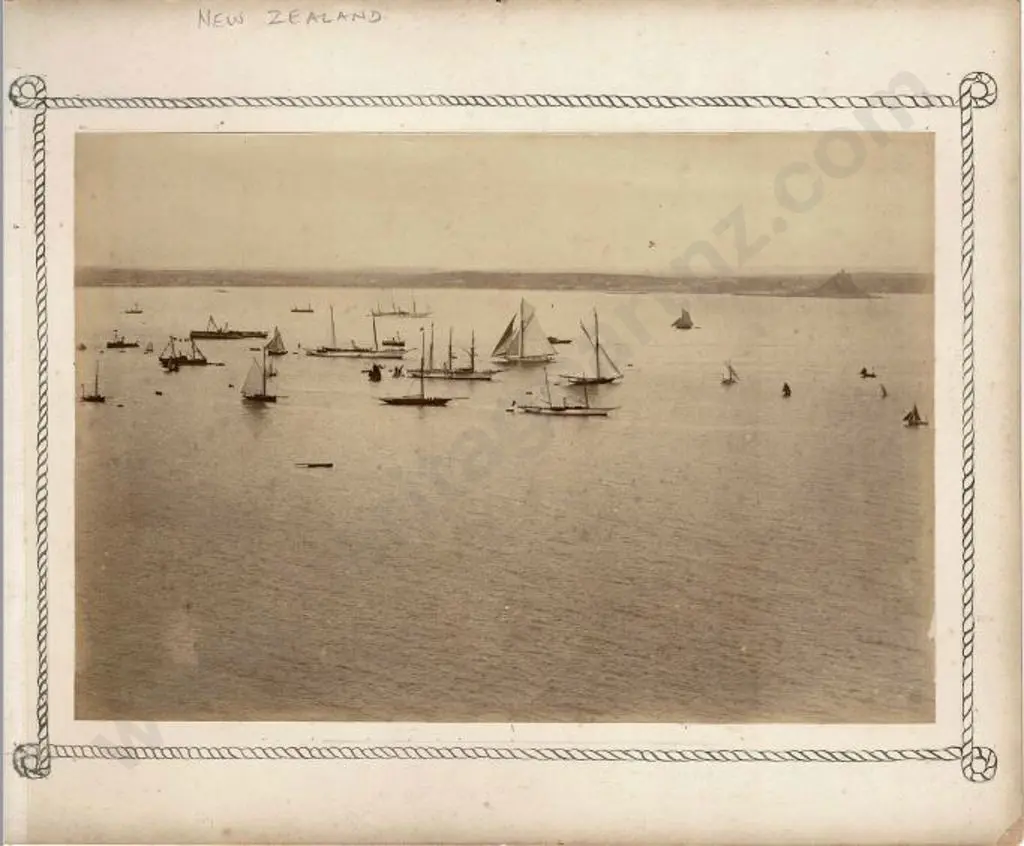 UNKNOWN - Yachts & small Boats on Auckland Harbour - Late 19th Century Image 1++