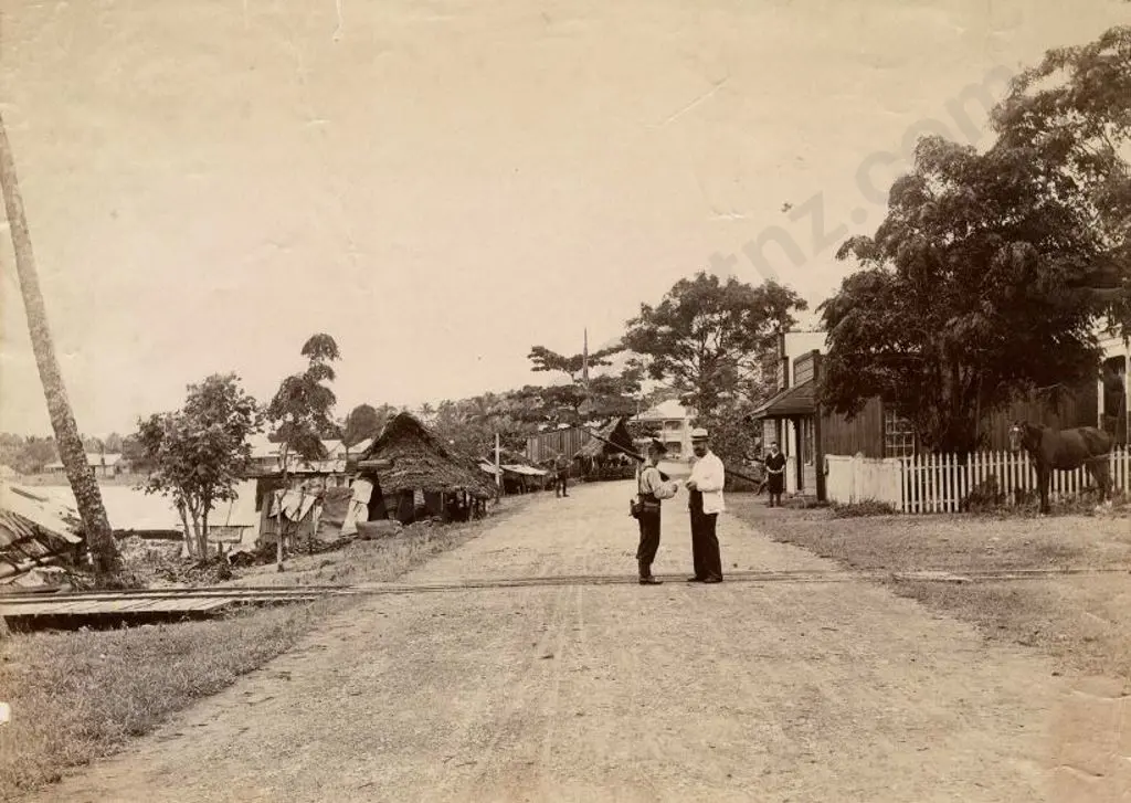 DAVIS, John (1833-1891) - Seaside Village in Samoa c. 1890 Image 1++