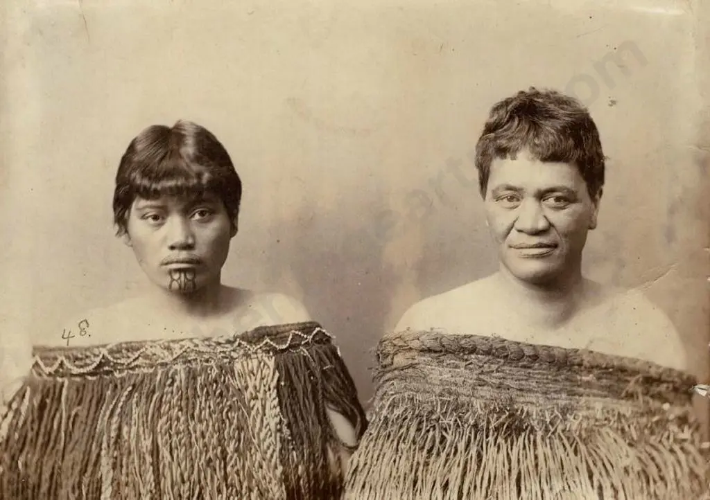 UNKNOWN - Young Maori Man and Woman, c. 1880 Image 1++
