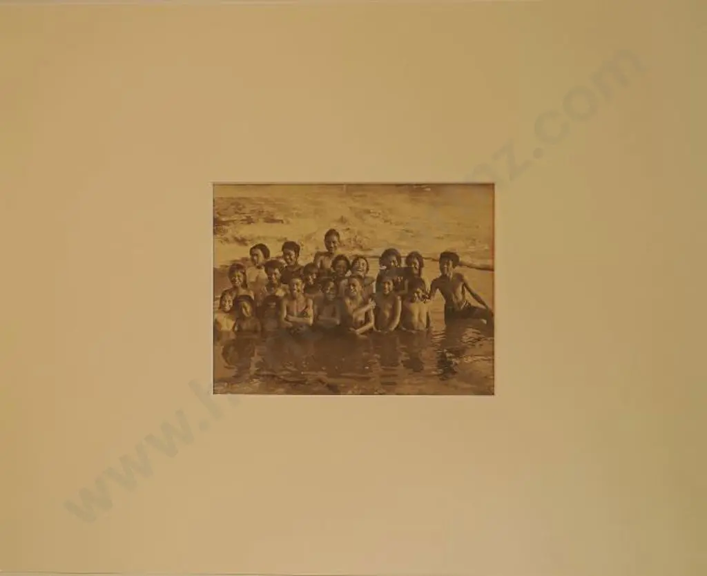 CLARK, Charles Troughton (1890-1979) - Maori Children in Hot Pool, Rotorua c. 1930s Image 1++