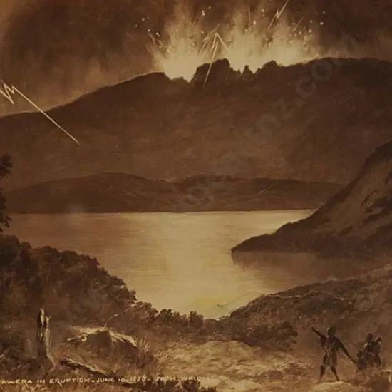BURTON BROS - Dunedin (1870s-1890s) - Mount Tarawera in Eruption, from Wairoa, June 10, 1886