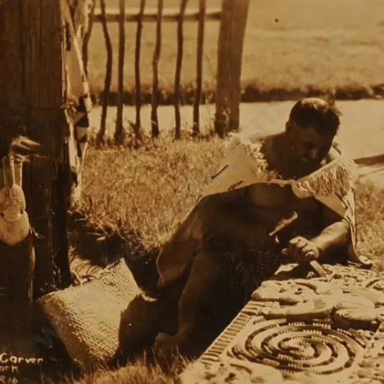 UNKNOWN Photographer - Maori Carver at Work