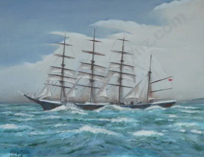WALTON F. (20th Cent.) - Pamir Sailing Ship Image 1++