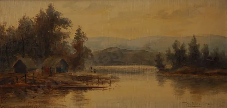 BOLLARD, William Allan (1869-1943) - The Maori Camp, Sunset Image 1++