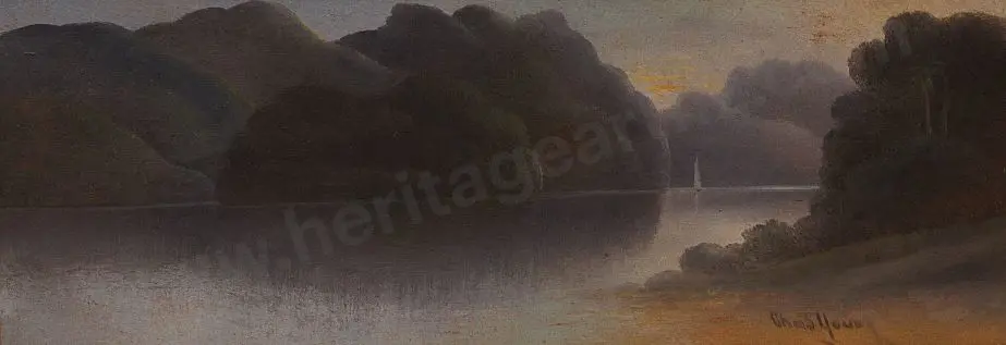 YOUNG, Charles [Chas] (c.1884-1918) - Harbour Inlet with Native Bush Image 1++