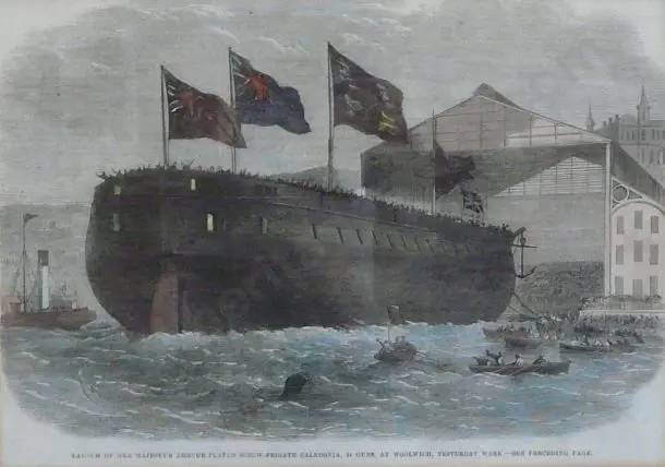 UNKNOWn Artist - Launch of the 24 Gun Frigate Caledonia - 19th Century Image 1++