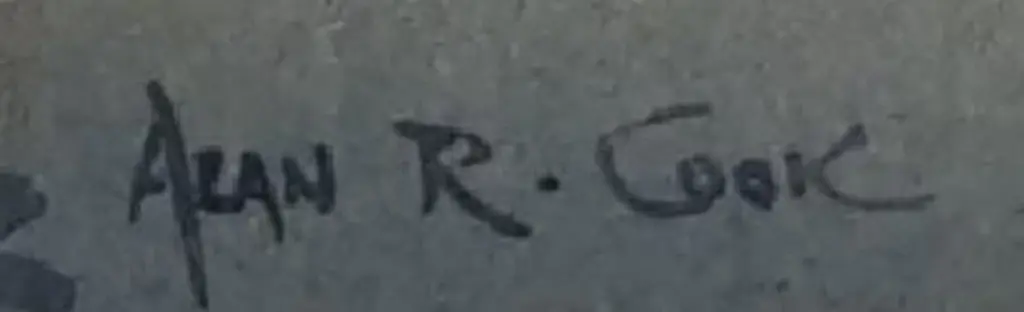 COOK, Alan Reid (1920-1974) - Fishing Boats in Village Harbour Image 1++