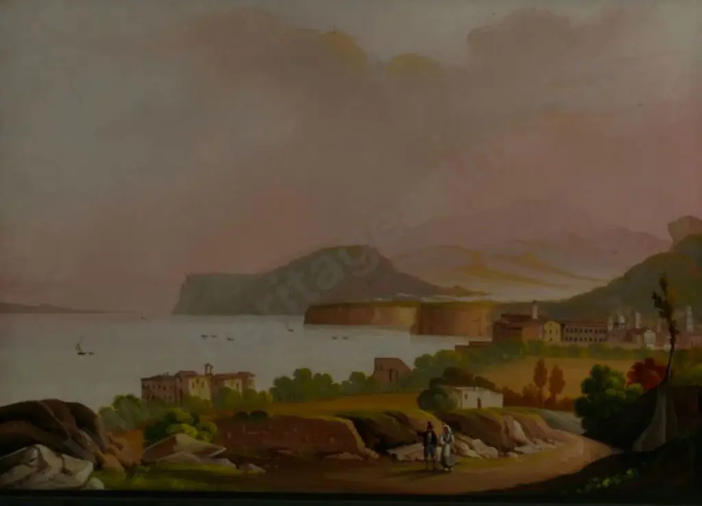 UNKNOWN Artist - Bay of Naples, Italy, with Mt Vesuvius in the distance (19th Cent.) Image 1++