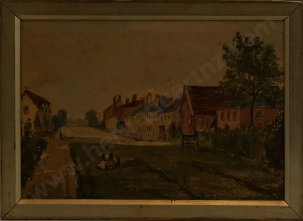 UNKNOWN Artist - English Village 19th Cent. Image 1++