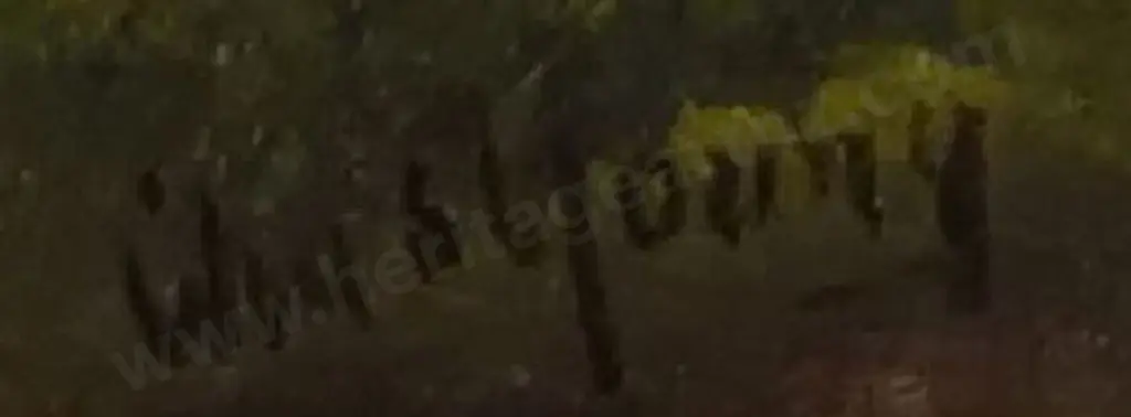 YOUNG, Chas (Active 1884-1918) - Country Cottage with Native Bush and Stream Image 1++