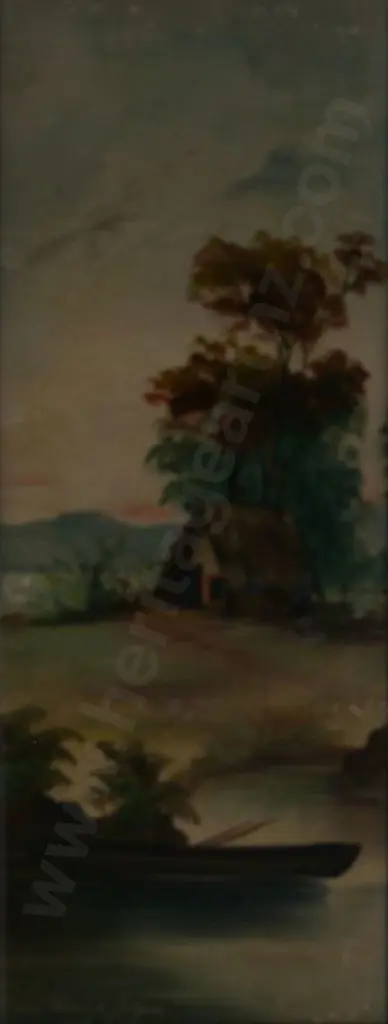 DE RITZ, George (1875-1953) - Whare and Canoe Image 1++