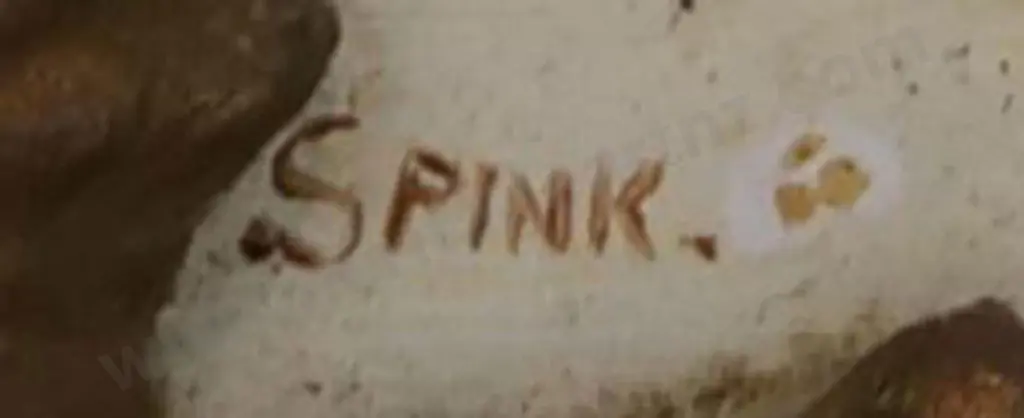 SPINK, George Gold (1889-1962) - Country Cottage with Ducks in Pond Image 1++