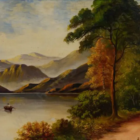 SPINK, George Gold (1889-1962) - Lake Scene with Ranges & Forest Path