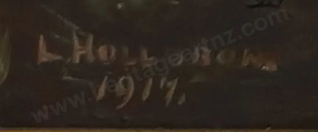 HOLLOBON, Jesse (1860-1945) - Southern Alps, West Coast with Seagulls Image 1++