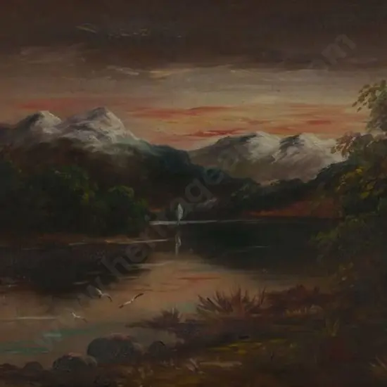 HOLLOBON, Jesse (1860-1945) - Southern Alps, West Coast with Seagulls