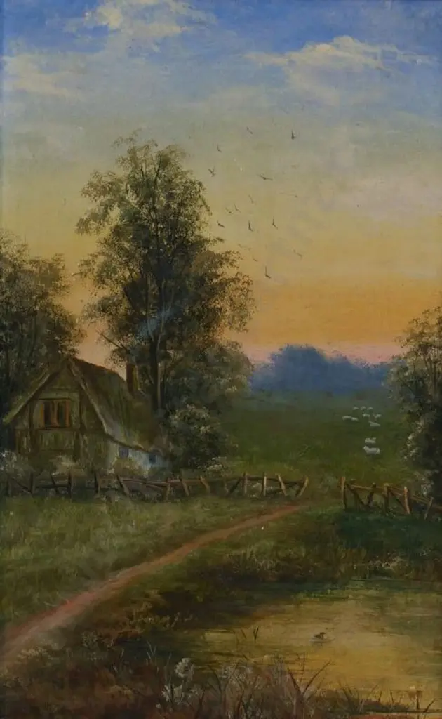UNKNOWN Artist - Country Cottage with Sheep Image 1++