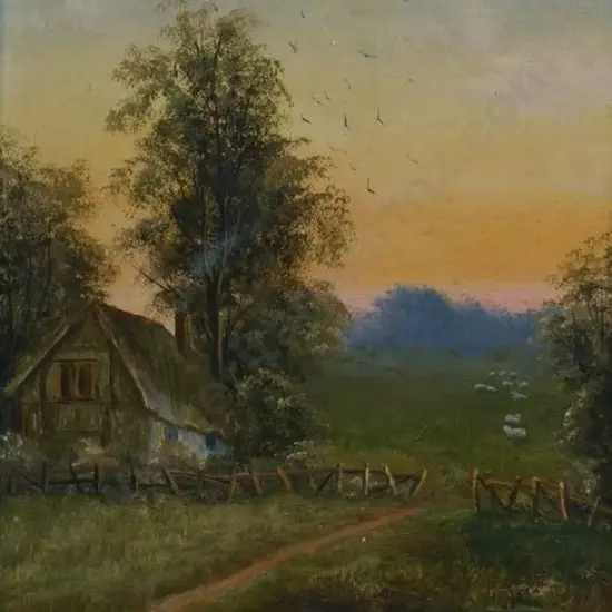 UNKNOWN Artist - Country Cottage with Sheep