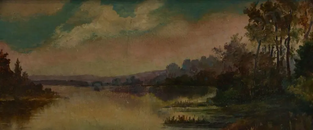 UNKNOWN Artist - Lake Scene (19th Cent) Image 1++