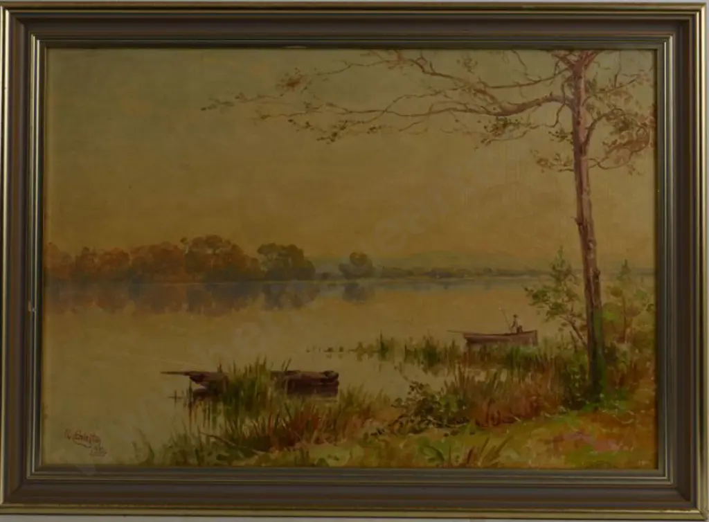 CARRINGTON, George William (1855-1940) - Fishing under a Vanilla Sky Image 1++