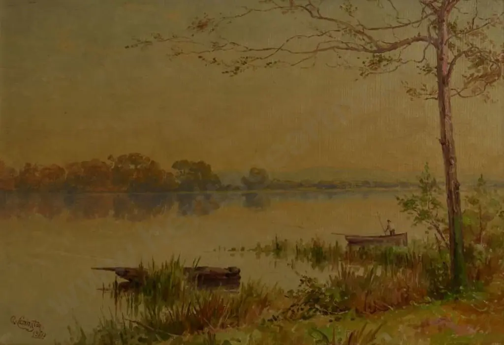 CARRINGTON, George William (1855-1940) - Fishing under a Vanilla Sky Image 1++