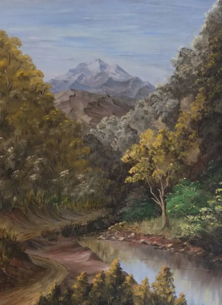 CHITTY, Joyce (1924-2009) - Mountain with Winding Stream and Narrow Road Image 1++
