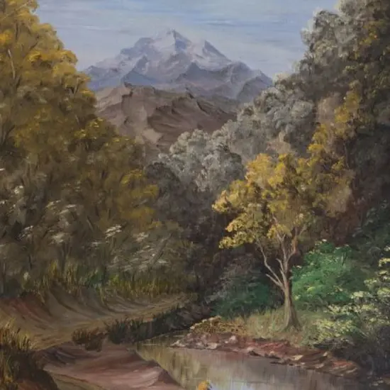 CHITTY, Joyce (1924-2009) - Mountain with Winding Stream and Narrow Road
