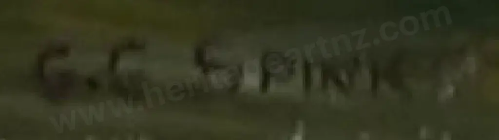 SPINK, George Gold (1889-1962) - Alpine Scene, Fishing on Lake Image 1++