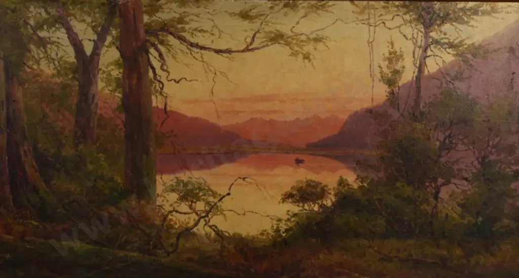 CARRINGTON, George William (1855-1940) - Sunset on Lake Image 1++