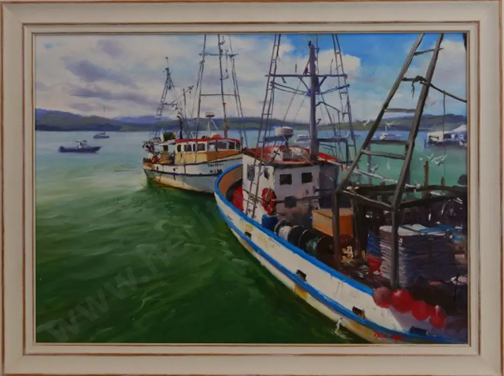 HILL, Don (Active  1990s) - Boats in Estuary Image 1++