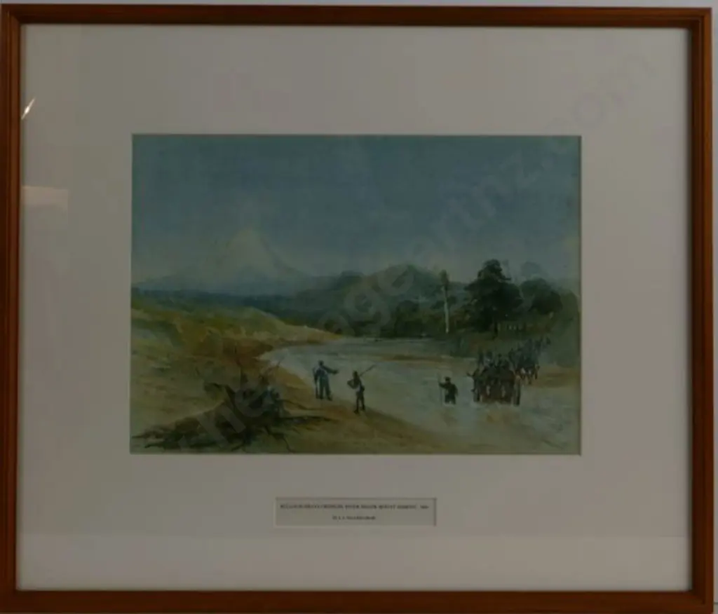 WILLIAMS Edgar Arthur (1824-1898) - Bullock-Drays Crossing the River Below Mt Egmont, 1865 Image 1++