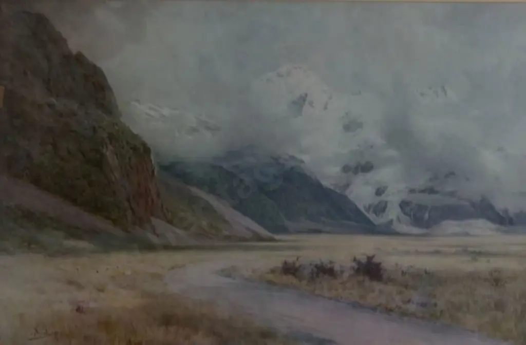 WORSLEY, Charles Nathaniel (1862-1923) - Southern Alps with River Image 1++